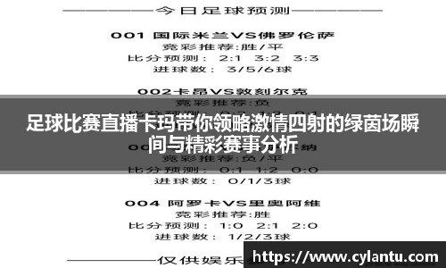足球比赛直播卡玛带你领略激情四射的绿茵场瞬间与精彩赛事分析
