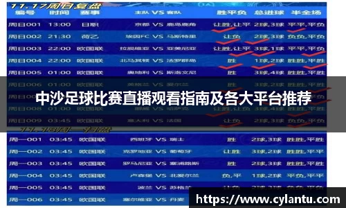 中沙足球比赛直播观看指南及各大平台推荐